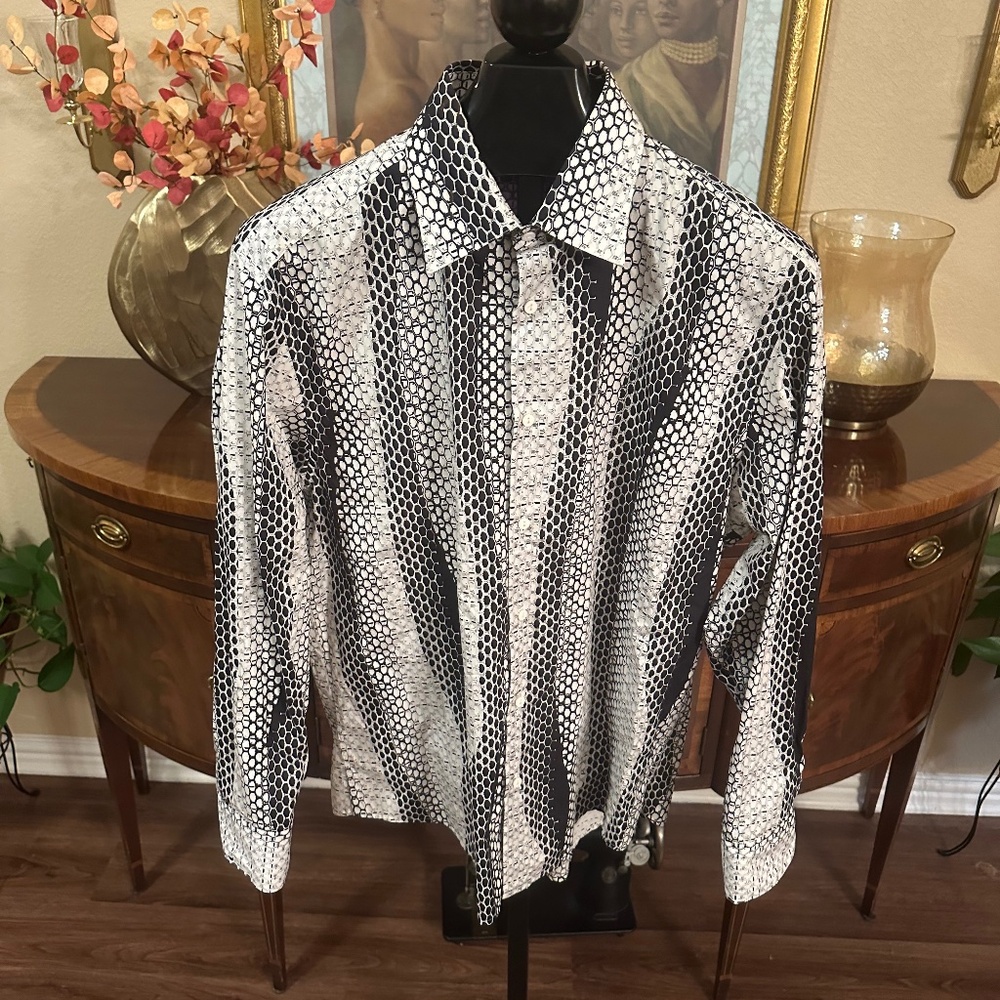 Jhane Barnes Snake Skin Print Dress Shirt